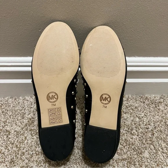 Michael Kors Ailee Black and Gold Studded Loafers/Flats Size 7 - Picture 6 of 12